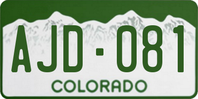 CO license plate AJD081