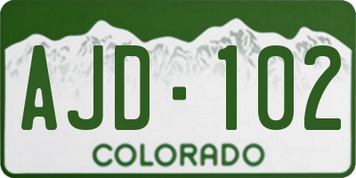 CO license plate AJD102