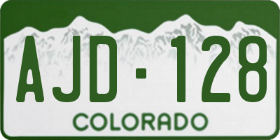CO license plate AJD128