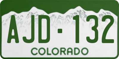 CO license plate AJD132