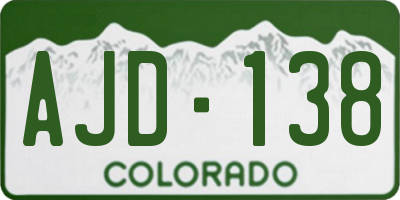 CO license plate AJD138