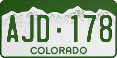 CO license plate AJD178