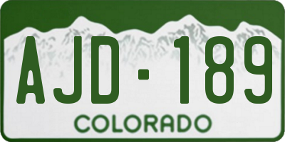 CO license plate AJD189