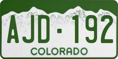 CO license plate AJD192