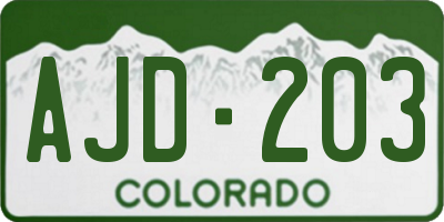 CO license plate AJD203
