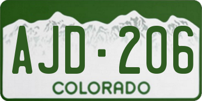 CO license plate AJD206