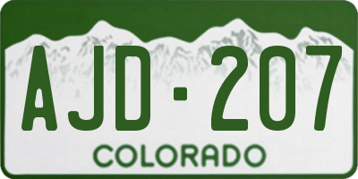 CO license plate AJD207