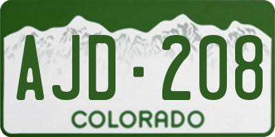 CO license plate AJD208