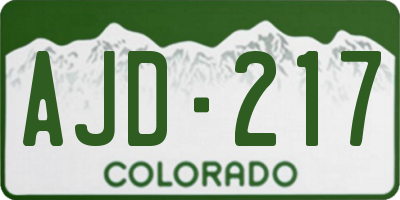 CO license plate AJD217
