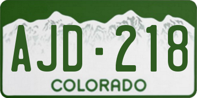 CO license plate AJD218