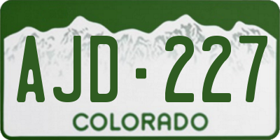 CO license plate AJD227