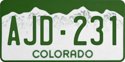 CO license plate AJD231