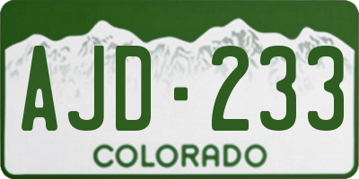 CO license plate AJD233