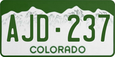 CO license plate AJD237
