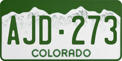CO license plate AJD273