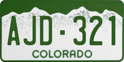 CO license plate AJD321