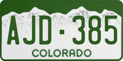 CO license plate AJD385