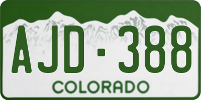 CO license plate AJD388