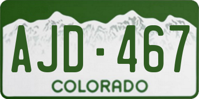CO license plate AJD467