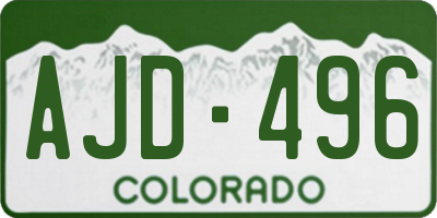 CO license plate AJD496