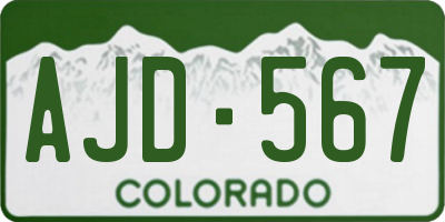 CO license plate AJD567