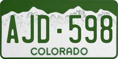 CO license plate AJD598