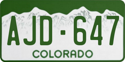 CO license plate AJD647