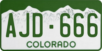 CO license plate AJD666