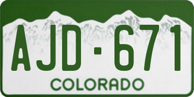 CO license plate AJD671