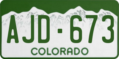 CO license plate AJD673
