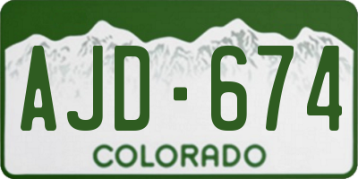 CO license plate AJD674