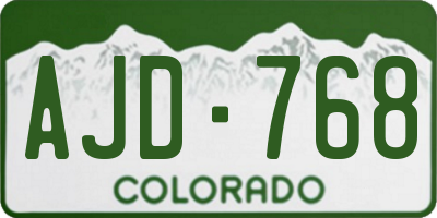 CO license plate AJD768