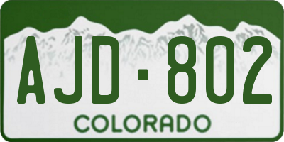 CO license plate AJD802