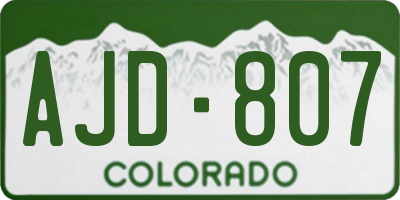 CO license plate AJD807