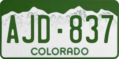 CO license plate AJD837