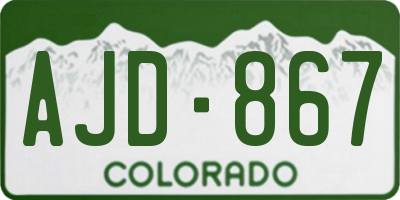 CO license plate AJD867