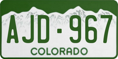 CO license plate AJD967