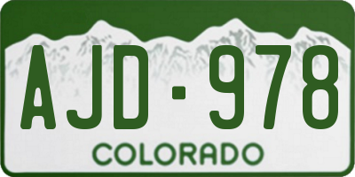 CO license plate AJD978