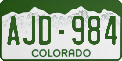 CO license plate AJD984
