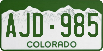 CO license plate AJD985