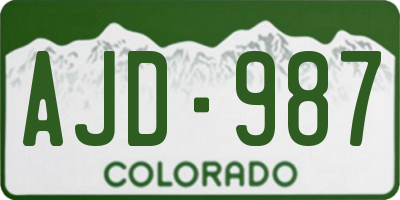 CO license plate AJD987