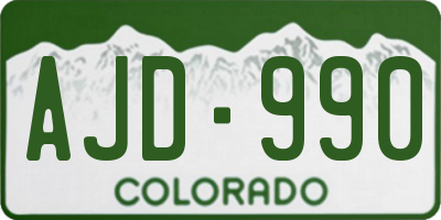 CO license plate AJD990