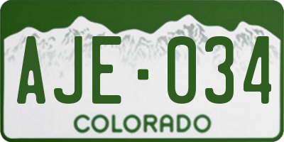 CO license plate AJE034