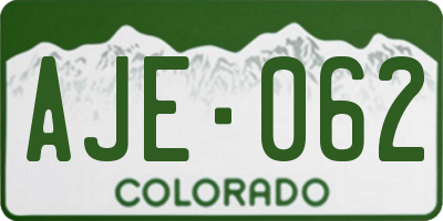 CO license plate AJE062