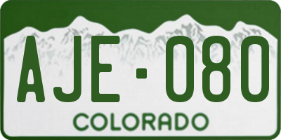 CO license plate AJE080