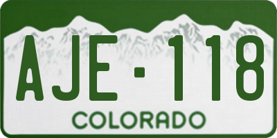 CO license plate AJE118