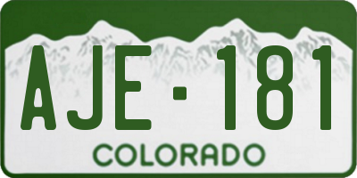 CO license plate AJE181
