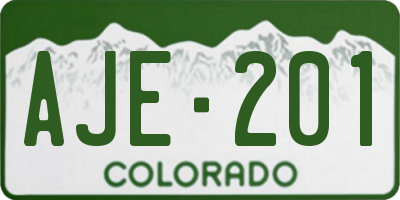 CO license plate AJE201