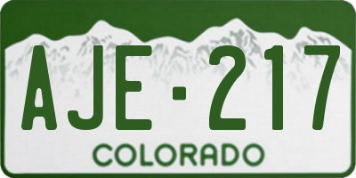 CO license plate AJE217