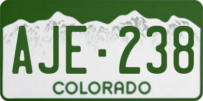 CO license plate AJE238